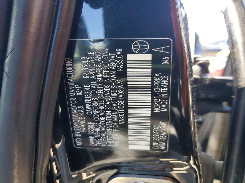 59174316 :رقم المزاد ، VNKKTUD38HA083928 vin ، 2017 Toyota Yaris مزاد بيع