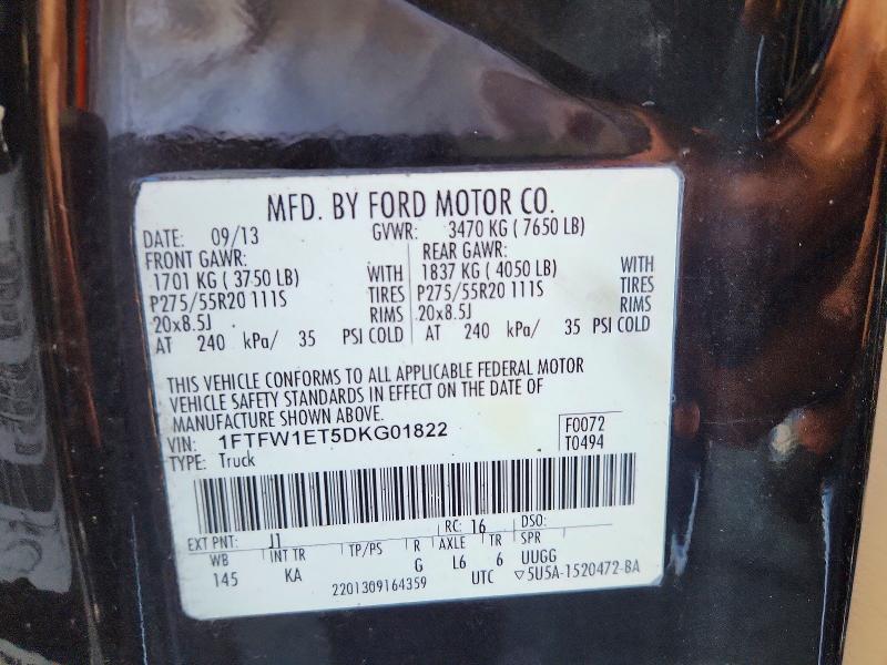 2013 Ford F150 მანქანა იყიდება აუქციონზე, vin: 1FTFW1ET5DKG01822, აუქციონის ნომერი: 57319496