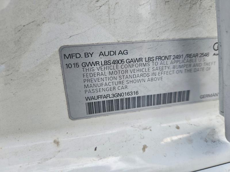 2016 Audi A4 მანქანა იყიდება აუქციონზე, vin: WAUFFAFL3GN016316, აუქციონის ნომერი: 55853806