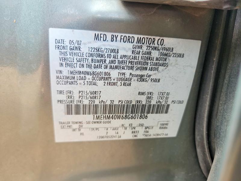 Продажа на аукционе авто 2008 Mercury Sable, vin: 1MEHM40W68G601806, номер лота: 56801356