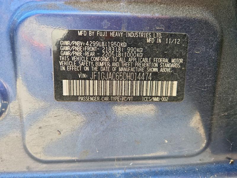 Продаж на аукціоні авто 2013 Subaru Impreza, vin: JF1GJAC65DH014474, номер лоту: 58287716