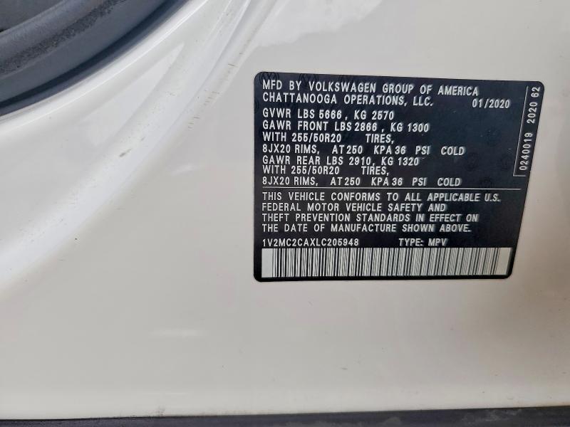 Продажа на аукционе авто 2020 Volkswagen Atlas Cross Sport, vin: 1V2MC2CAXLC205948, номер лота: 56303556
