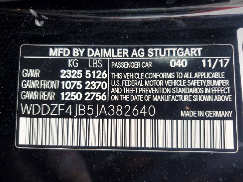 Продаж на аукціоні авто 2018 Mercedes-benz E, vin: WDDZF4JB5JA382640, номер лоту: 58711096