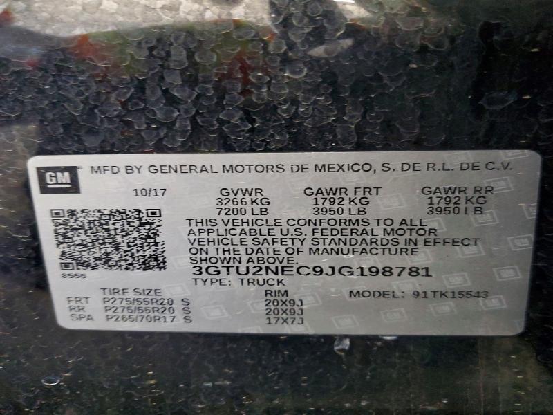 Продаж на аукціоні авто 2018 Gmc Sierra, vin: 3GTU2NEC9JG198781, номер лоту: 56809776
