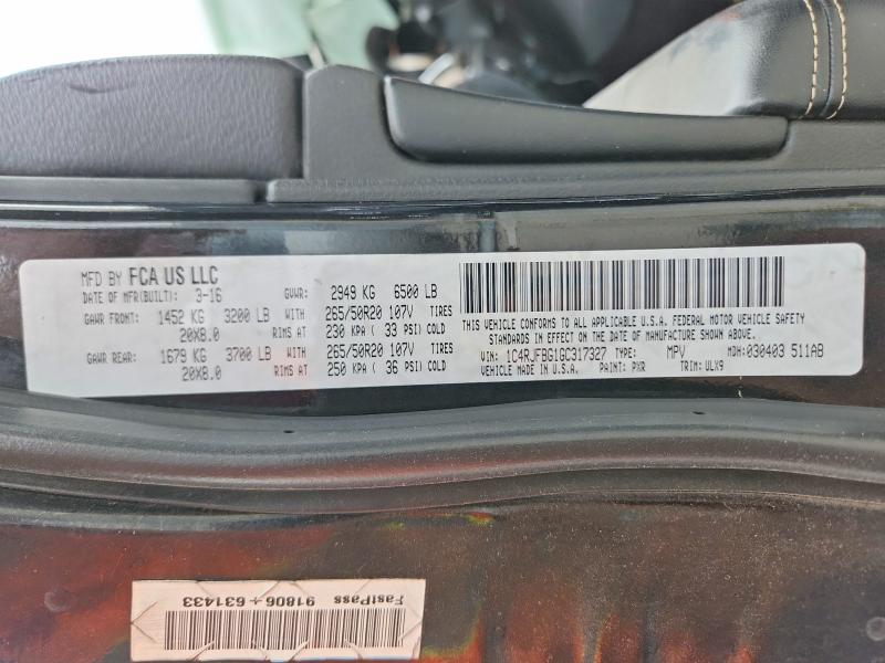 Auction sale of the 2016 Jeep Grand Cherokee, vin: 1C4RJFBG1GC317327, lot number: 57592776