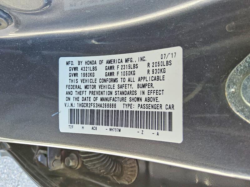 Продажа на аукционе авто 2017 Honda Accord, vin: 1HGCR2F53HA269666, номер лота: 57396956
