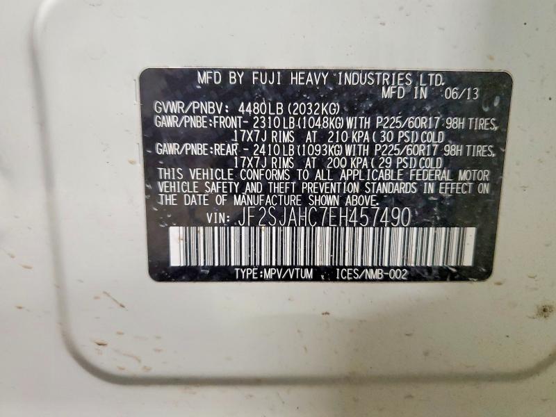 Продажа на аукционе авто 2014 Subaru Forester, vin: JF2SJAHC7EH457490, номер лота: 55072576