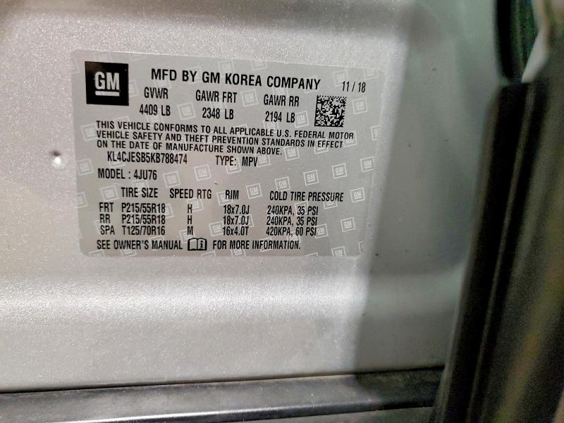 58221466 :رقم المزاد ، KL4CJESB5KB788474 vin ، 2019 Buick Encore مزاد بيع