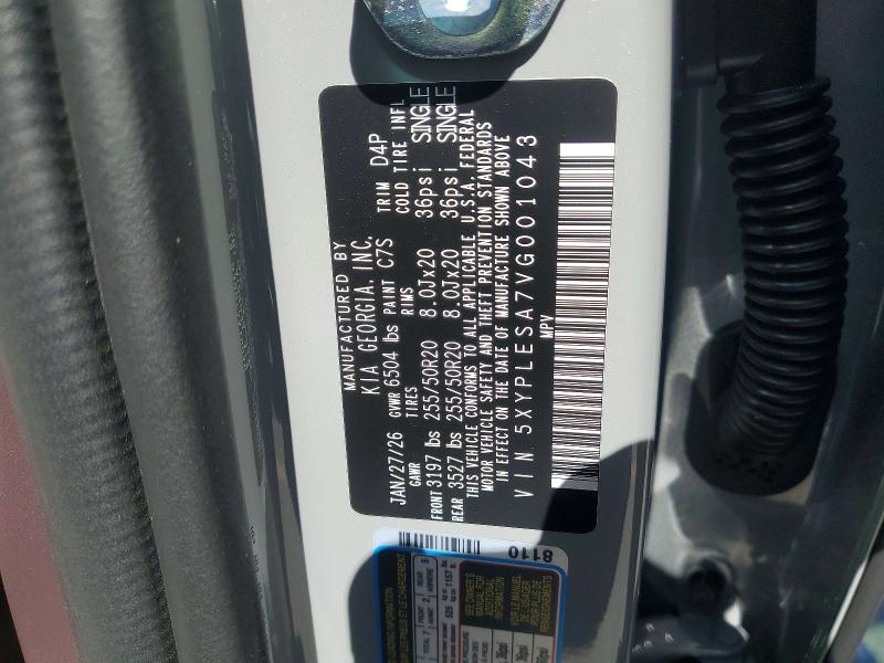 2027 Kia Telluride Hybrid მანქანა იყიდება აუქციონზე, vin: 5XYPLESA7VG001043, აუქციონის ნომერი: 57208536