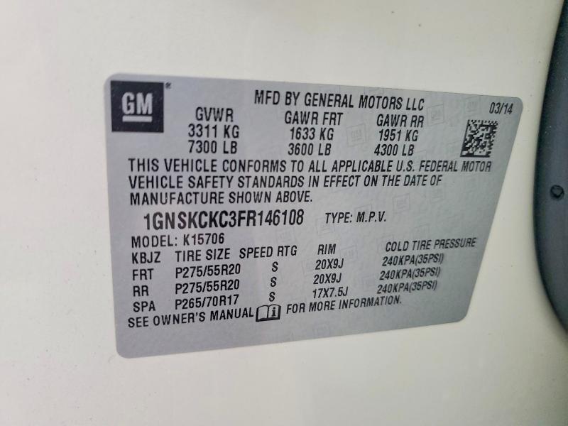Продажа на аукционе авто 2015 Chevrolet Tahoe, vin: 1GNSKCKC3FR146108, номер лота: 58494956