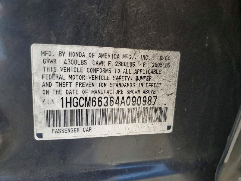 Продажа на аукционе авто 2004 Honda Accord, vin: 1HGCM66364A090987, номер лота: 56322656