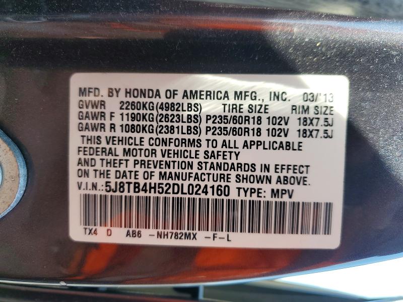 2013 Acura Rdx მანქანა იყიდება აუქციონზე, vin: 5J8TB4H52DL024160, აუქციონის ნომერი: 58436066