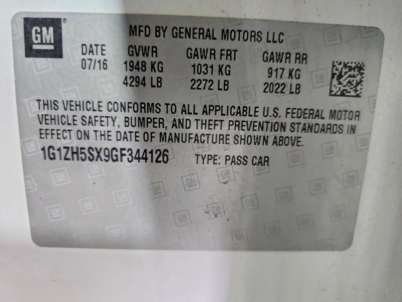 Aukcja sprzedaży 2016 Chevrolet Malibu, vin: 1G1ZH5SX9GF344126, numer aukcji: 56835266