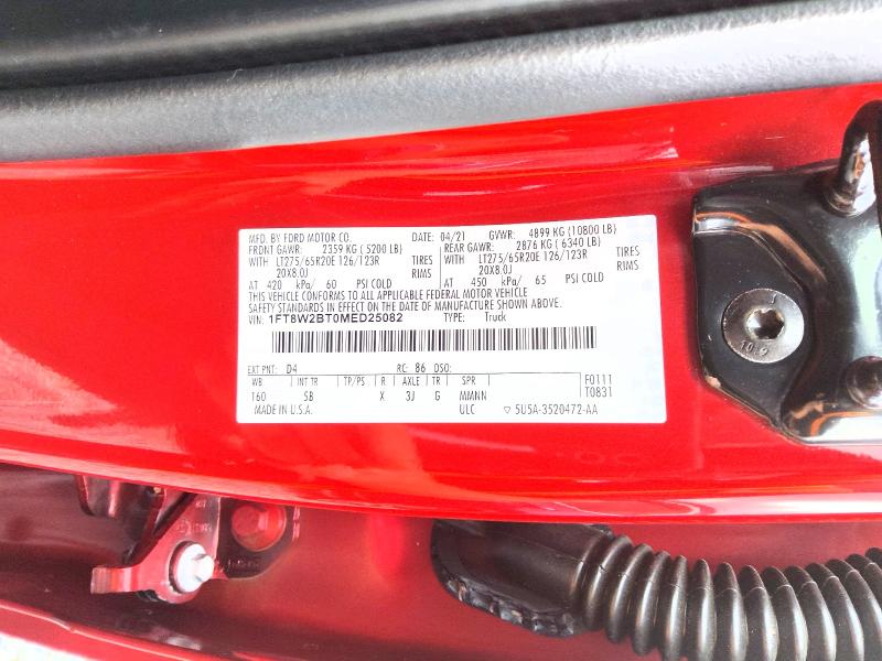 59342526 :رقم المزاد ، 1FT8W2BT0MED25082 vin ، 2021 Ford F250 مزاد بيع
