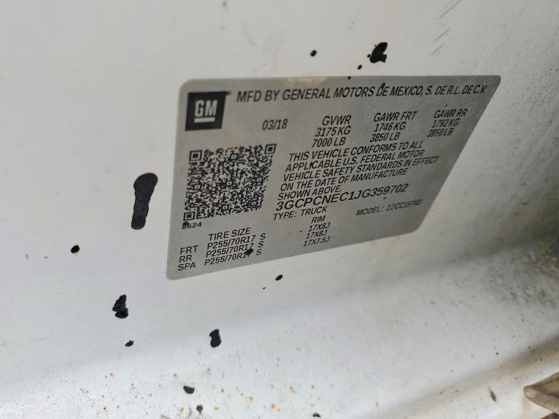 Продаж на аукціоні авто 2018 Chevrolet Silverado, vin: 3GCPCNEC1JG359702, номер лоту: 57647876