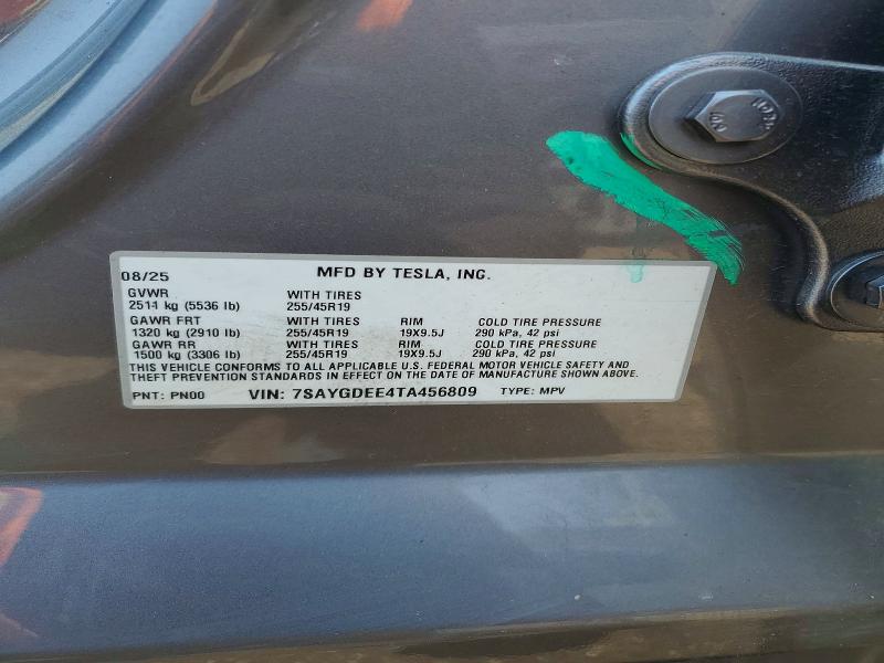 Aukcja sprzedaży 2026 Tesla Model Y, vin: 7SAYGDEE4TA456809, numer aukcji: 58217766