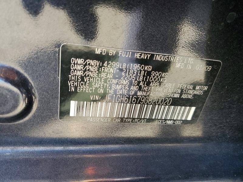 2009 Subaru Impreza მანქანა იყიდება აუქციონზე, vin: JF1GH61679G820020, აუქციონის ნომერი: 56361976