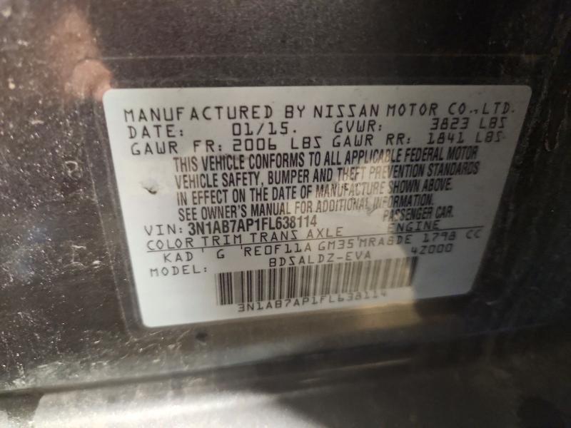 59272076 :رقم المزاد ، 3N1AB7AP1FL638114 vin ، 2015 Nissan Sentra مزاد بيع