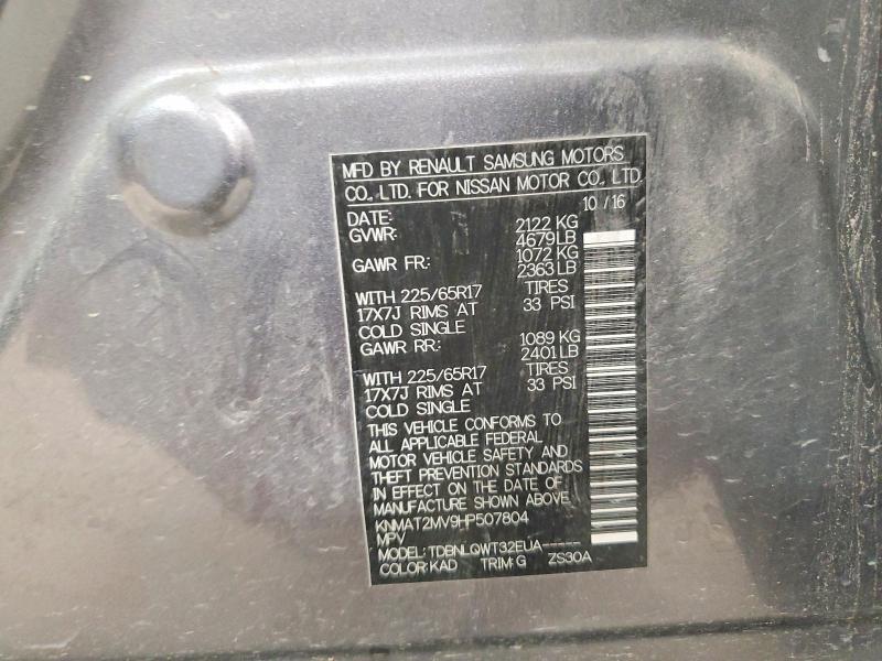 2017 Nissan Rogue მანქანა იყიდება აუქციონზე, vin: KNMAT2MV9HP507804, აუქციონის ნომერი: 58983786