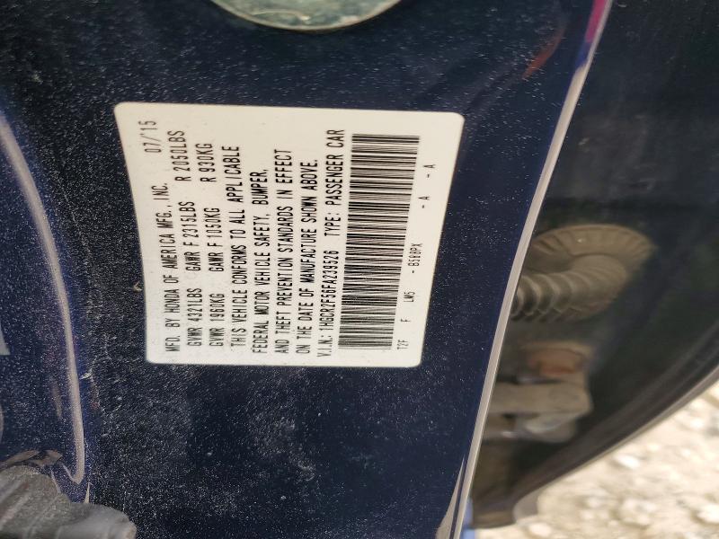 57072536 :رقم المزاد ، 1HGCR2F56FA239526 vin ، 2015 Honda Accord مزاد بيع