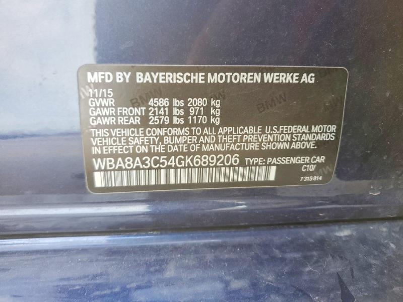Продаж на аукціоні авто 2016 Bmw 320, vin: WBA8A3C54GK689206, номер лоту: 58076356