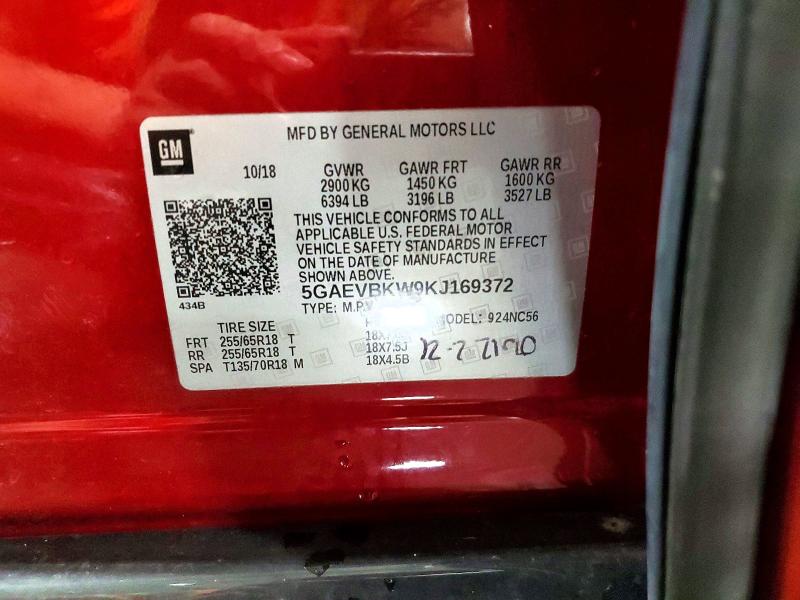 57381746 :رقم المزاد ، 5GAEVBKW9KJ169372 vin ، 2019 Buick Enclave مزاد بيع