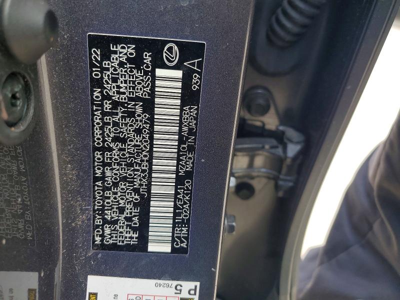 Продаж на аукціоні авто 2022 Lexus Ux 200, vin: JTHX3JBH0N2049479, номер лоту: 57242026