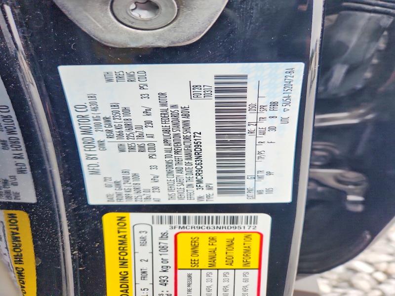 Продажа на аукционе авто 2022 Ford Bronco Sport, vin: 3FMCR9C63NRD95172, номер лота: 58034506