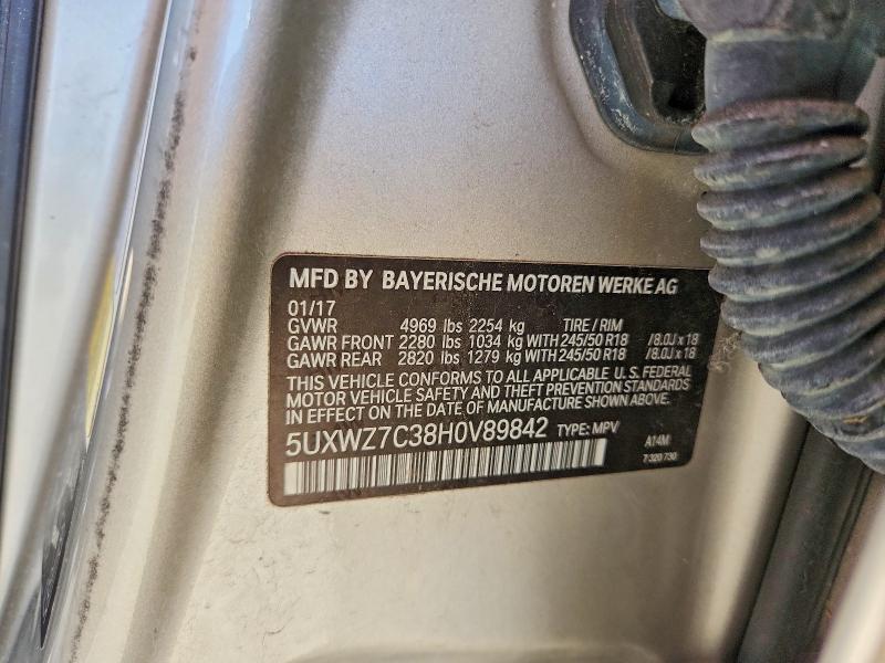 Aukcja sprzedaży 2017 Bmw X3, vin: 5UXWZ7C38H0V89842, numer aukcji: 56148346
