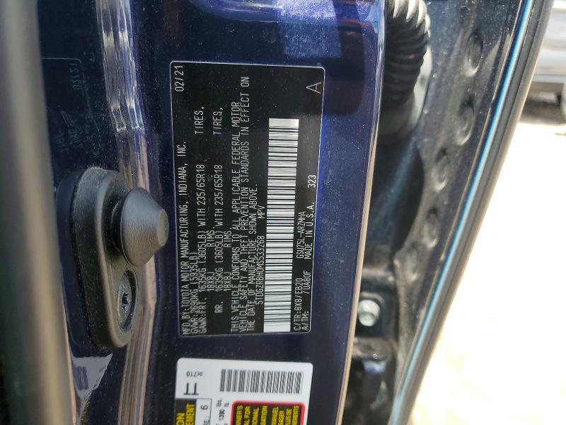 58899496 :رقم المزاد ، 5TDGZRBH0MS533268 vin ، 2021 Toyota Highlander مزاد بيع