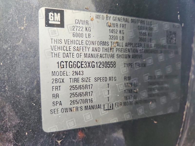 Aukcja sprzedaży 2016 Gmc Canyon, vin: 1GTG6CE3XG1290558, numer aukcji: 56444026