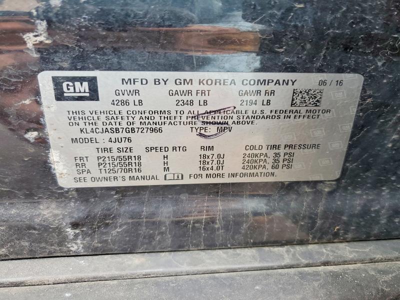 Продажа на аукционе авто 2016 Buick Encore, vin: KL4CJASB7GB727966, номер лота: 57489026