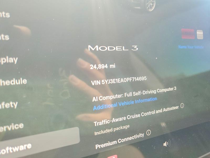 Aukcja sprzedaży 2023 Tesla Model 3, vin: 5YJ3E1EA0PF714695, numer aukcji: 85989395