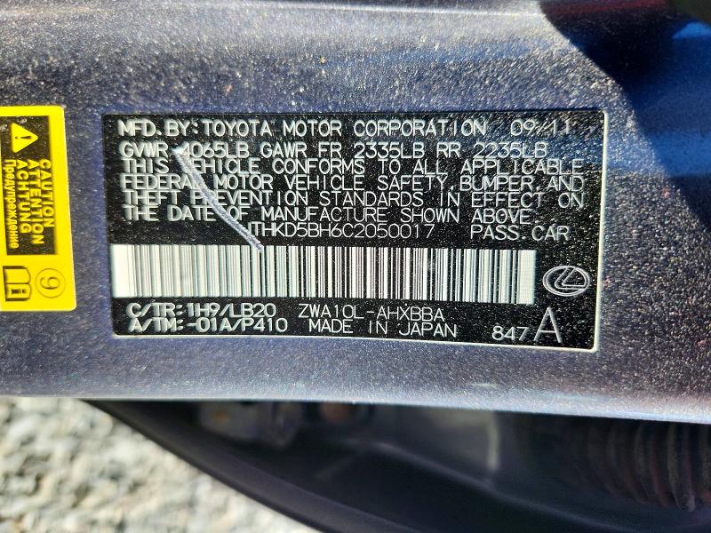 Продаж на аукціоні авто 2012 Lexus Ct, vin: JTHKD5BH6C2050017, номер лоту: 57731996