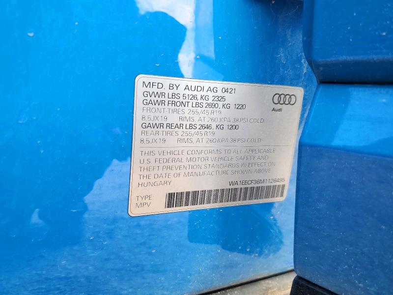 Продажа на аукционе авто 2021 Audi Q3, vin: WA1EECF36M1126495, номер лота: 56804286