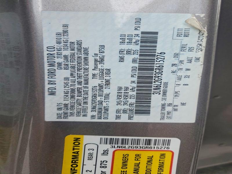 Продажа на аукционе авто 2016 Lincoln Mkz, vin: 3LN6L2G93GR615276, номер лота: 55303176
