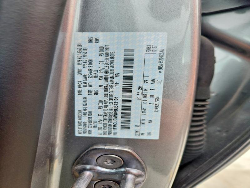 2024 Ford Escape მანქანა იყიდება აუქციონზე, vin: 1FMCU0MN0RUB43104, აუქციონის ნომერი: 57929846