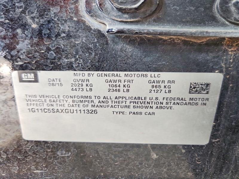 58871966 :رقم المزاد ، 1G11C5SAXGU111326 vin ، 2016 Chevrolet Malibu Limited مزاد بيع
