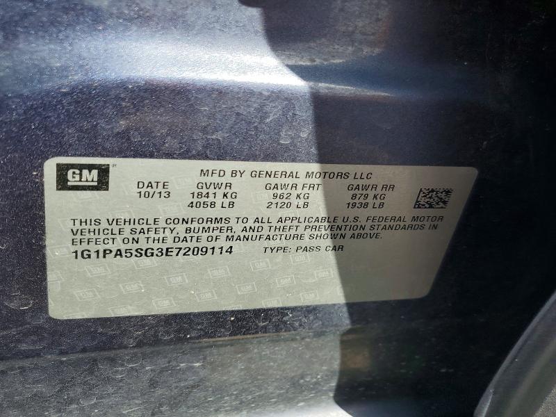 2014 Chevrolet Cruze მანქანა იყიდება აუქციონზე, vin: 1G1PA5SG3E7209114, აუქციონის ნომერი: 85629405