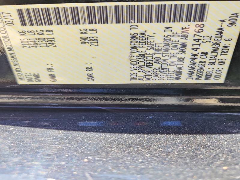 56490466 :رقم المزاد ، 1N4AA6AP4HC414768 vin ، 2017 Nissan Maxima مزاد بيع