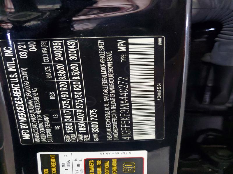 57138876 :رقم المزاد ، 4JGFF5KE3MA440272 vin ، 2021 Mercedes-benz Gls مزاد بيع