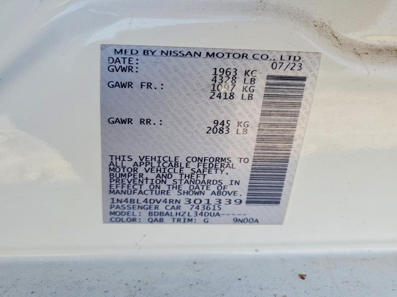 Продаж на аукціоні авто 2024 Nissan Altima, vin: 1N4BL4DV4RN301339, номер лоту: 57069226