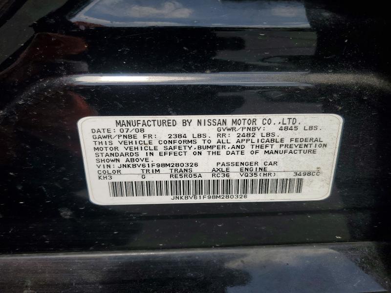 Продажа на аукционе авто 2008 Infiniti G35, vin: JNKBV61F98M280326, номер лота: 56181096