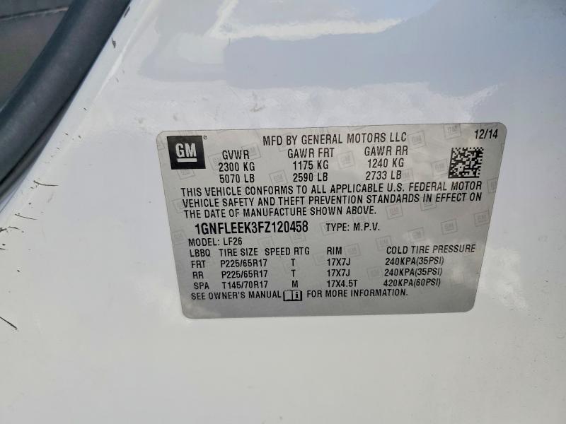 55942596 :رقم المزاد ، 1GNFLEEK3FZ120458 vin ، 2015 Chevrolet Equinox مزاد بيع