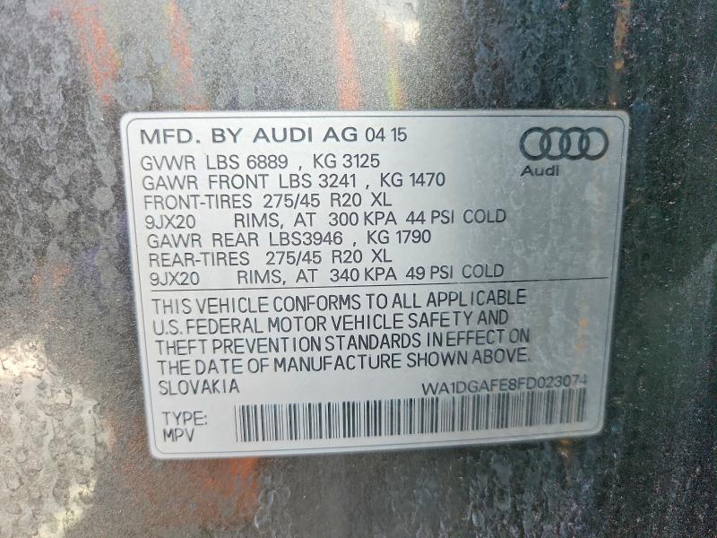 Продажа на аукционе авто 2015 Audi Q7, vin: WA1DGAFE8FD023074, номер лота: 56704656