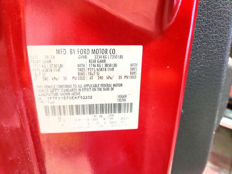 58886176 :رقم المزاد ، 1FTFX1EF0EKF52232 vin ، 2014 Ford F150 مزاد بيع
