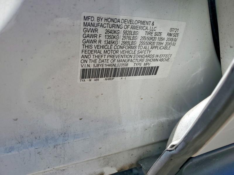 Aukcja sprzedaży 2022 Acura Mdx, vin: 5J8YE1H46NL020598, numer aukcji: 54476156