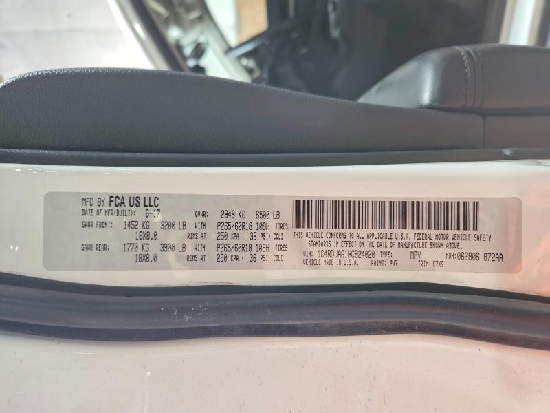 Aukcja sprzedaży 2017 Dodge Durango, vin: 1C4RDJAG1HC924020, numer aukcji: 55025176