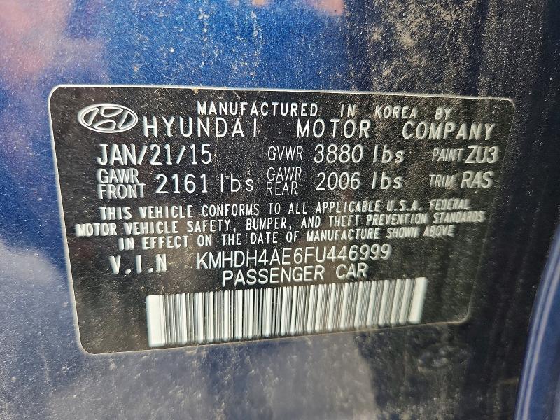 Продажа на аукционе авто 2015 Hyundai Elantra, vin: KMHDH4AE6FU446999, номер лота: 99027265