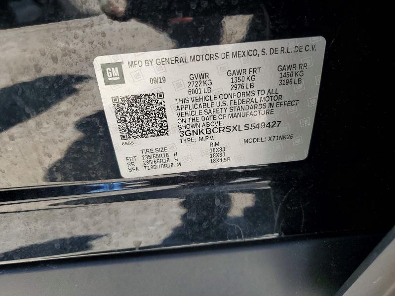 58122736 :رقم المزاد ، 3GNKBCRSXLS549427 vin ، 2020 Chevrolet Blazer مزاد بيع